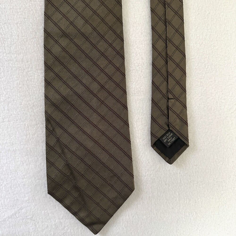 Banana Republic Brown Gold Classic 100% Silk Designer Tie Italy Made 59"